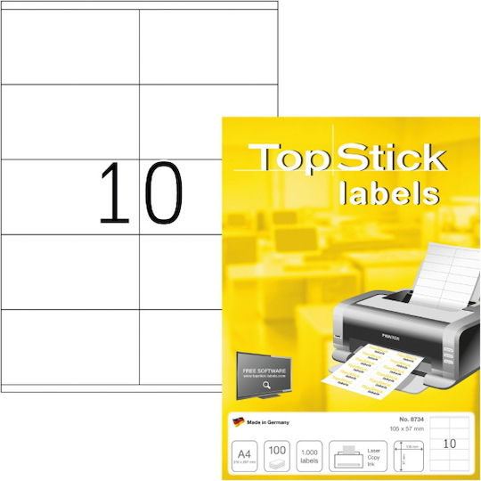 Topstick 1000 Self-Adhesive Rectangular A4 Labels 105x57mm