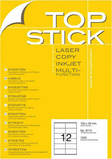 Topstick 5600 Etichete autoadezive A4 Dreptunghiulare 52.5x21.2mm