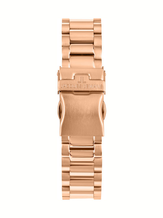 Jacques Lemans St.Tropez Γυναικείο Ρολόι 42mm Χρονογράφος Μπαταρίας με Ροζ Χρυσό Μεταλλικό Μπρασελέ