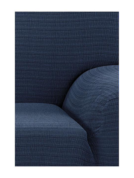 Mc Decor Akari Clam Elastic Cover for Three Seater Sofa Blue 1pcs