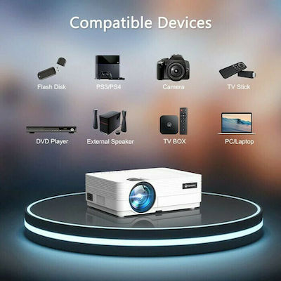 Vankyo Leisure D70T Projector HD Λάμπας LED με Ενσωματωμένα Ηχεία Λευκός