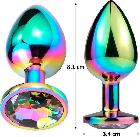 LateToBed Analspielzeug Mehrfarbiger Butt Plug mit Schmuckstück Größe M Mittel 8,2 cm