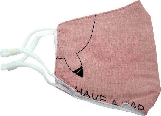 Natural Home Cotton Children's Mask with Adjustable Strap Protective Mask Fabric Kids Pink 1pcs