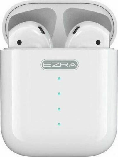 Ezra TWS-09 Earbud Bluetooth Handsfree Ακουστικά με Θήκη Φόρτισης Λευκά
