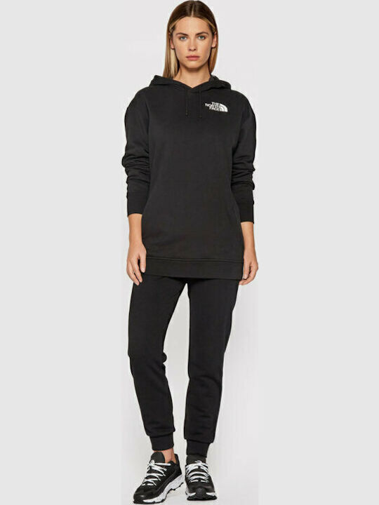 Long Women's Sweatshirt Hooded Black