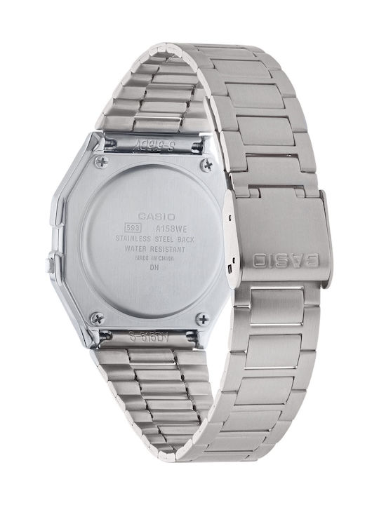 Casio Vintage Iconic Digital Men's Watch 36mm Battery with Silver Metal Bracelet