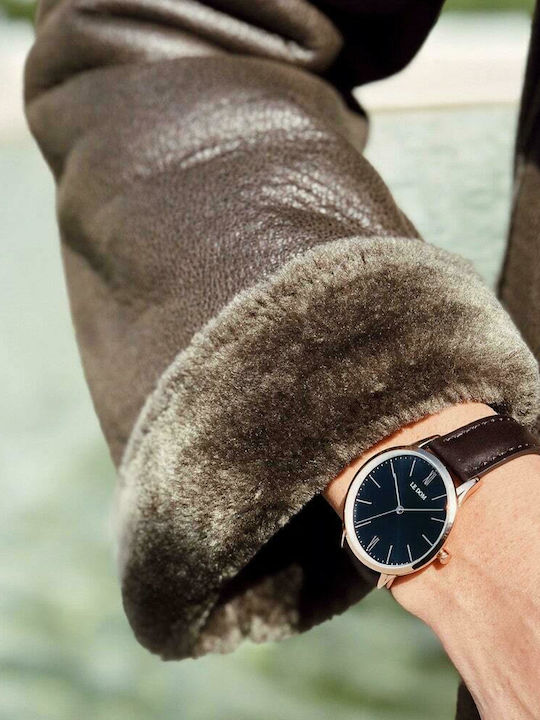 Le Dom Classic Γυναικείο Ρολόι 34mm Μπαταρίας με Καφέ Δερμάτινο Λουράκι