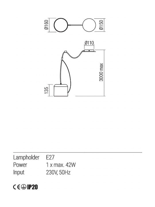 Redo Group Dodo Pendant Light Single-Light for Socket E27 White