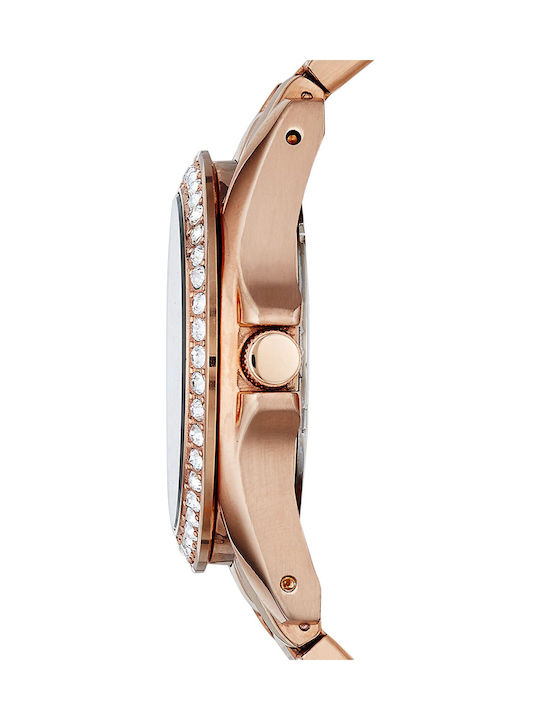 Fossil Γυναικείο Ρολόι 41mm Χρονογράφος Μπαταρίας με Ροζ Χρυσό Μεταλλικό Μπρασελέ