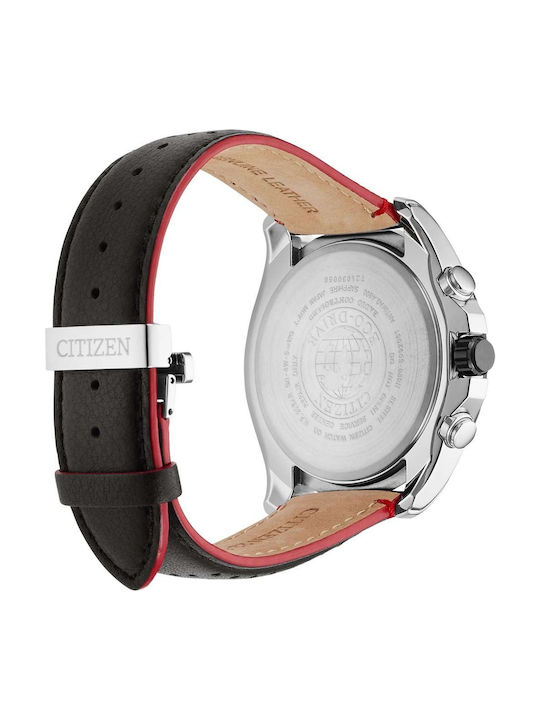 Citizen Herrenuhr 44mm Chronograph Eco - Antrieb mit Schwarz Lederarmband