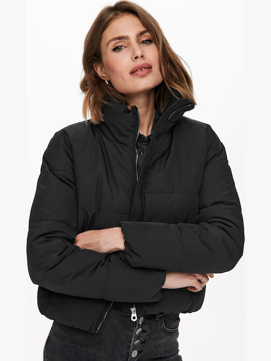Dolly Crop Γυναικείο Puffer Μπουφάν για Χειμώνα Μαύρο