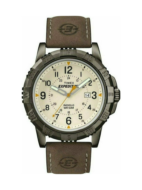 Timex Ceas Baterie cu Maro Brățară din piele