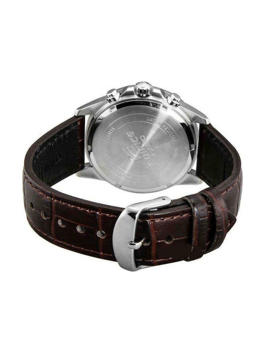 Casio Ανδρικό Ρολόι 48mm Χρονογράφος Μπαταρίας με Καφέ Δερμάτινο Λουράκι
