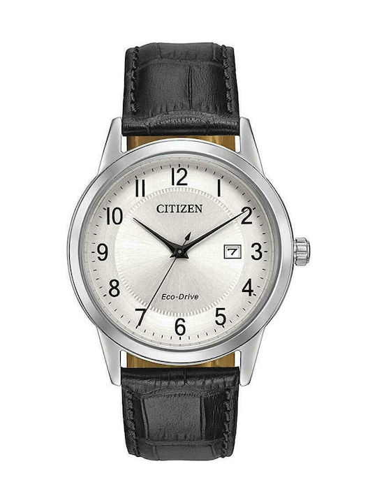 Citizen Мъжки Часовник 40мм Eco - Drive с Черна Кожена Каишка