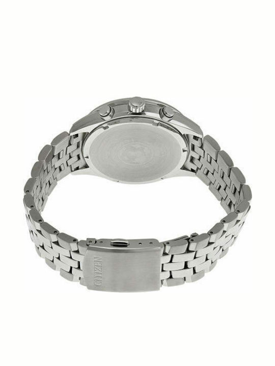 Citizen Ανδρικό Ρολόι 42mm Χρονογράφος Eco - Drive με Ασημί Μεταλλικό Μπρασελέ