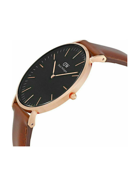 Daniel Wellington St Mawes Men's Watch 40mm Battery with Brown Leather Strap