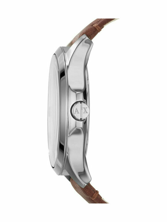 Armani Exchange Herrenuhr 46mm Batterie mit Braun Lederarmband