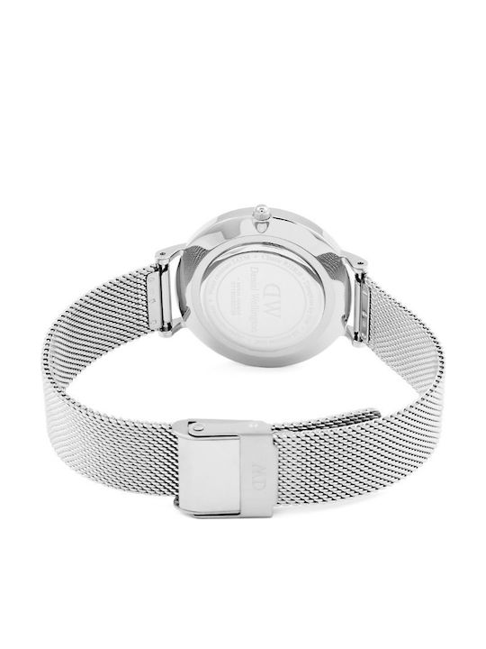 Daniel Wellington Classic Petite Γυναικείο Ρολόι 32mm Μπαταρίας με Ασημί Μεταλλικό Μπρασελέ