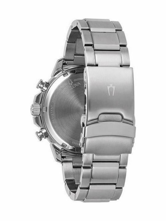 Bulova Sport Marine Star Herrenuhr 45mm Chronograph Batterie mit Silber Metallarmband