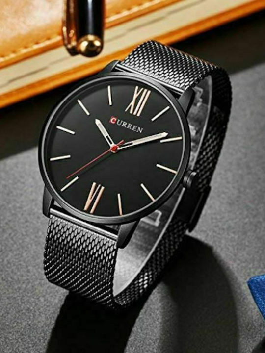 Curren Men's Watch 44mm Battery with Black Metal Bracelet