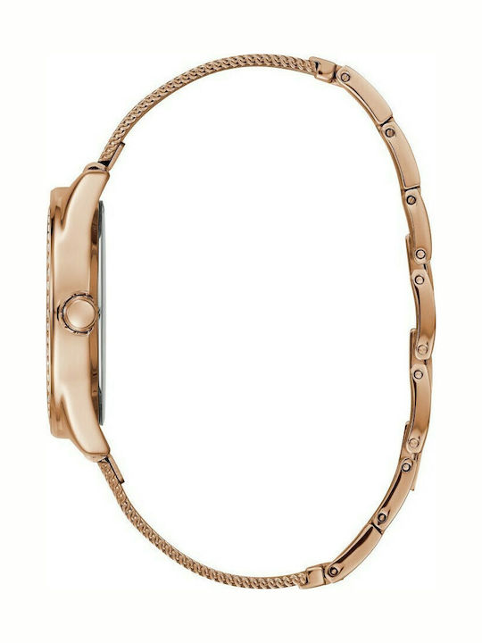 Guess Crystals Γυναικείο Ρολόι 36mm Μπαταρίας με Ροζ Χρυσό Μεταλλικό Μπρασελέ
