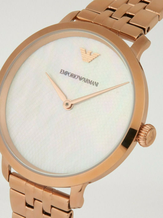 Emporio Armani Γυναικείο Ρολόι 28mm Μπαταρίας με Ροζ Χρυσό Μεταλλικό Μπρασελέ