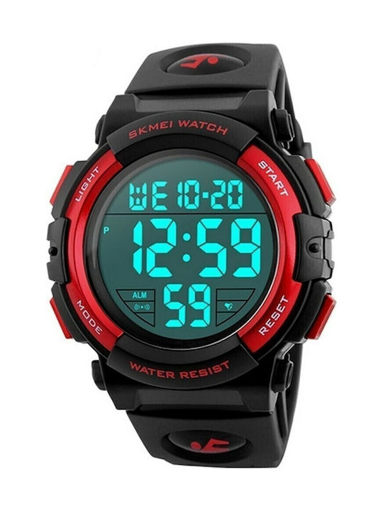 Skmei 1258 Digital Men's Watch 50mm Battery with Rubber Strap Red