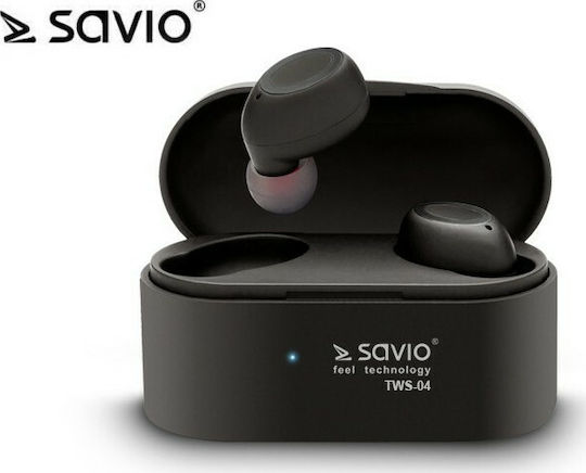 Savio TWS-04 In-Ear Bluetooth-Freisprecheinrichtung Kopfhörer mit Ladeetui Schwarz