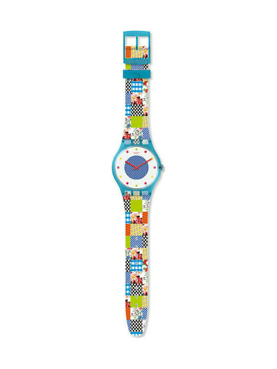 Swatch Quilted Time Watch with Rubber Strap