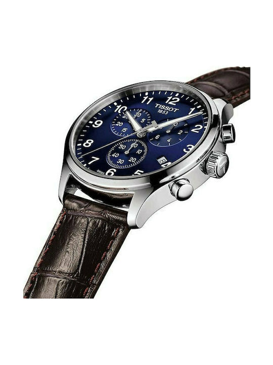 Tissot Chrono XL Classic Herrenuhr 45mm Chronograph mit Braunen Lederriemen