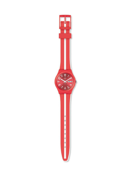 Swatch Sanguinello Watch with Red Rubber Strap