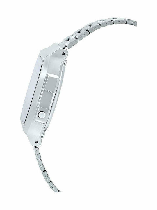 Casio Vintage Iconic Digital Men's Watch 36.3mm Battery with Silver Metal Bracelet