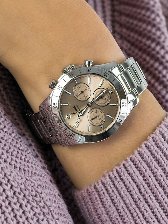 Festina Boyfriend Women's Watch Chronograph with Silver Metal Bracelet