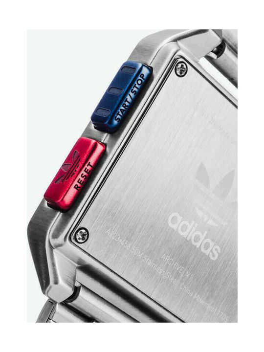 adidas Archive M1 Ψηφιακό Ανδρικό Ρολόι 36mm Μπαταρίας με Ασημί Μεταλλικό Μπρασελέ