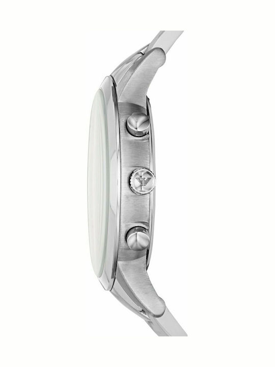Emporio Armani Renato Men's Watch 43mm Chronograph Battery with Silver Metal Bracelet