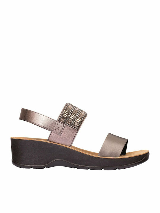 Cristina Anatomic Women's Suede Ankle Strap Platforms Silver