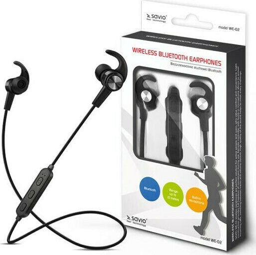 Savio WE-02 In-Ear Bluetooth-Freisprecheinrichtung Kopfhörer mit Schweißresistenz Schwarz