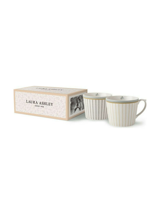 Laura Ashley Fine Bone Cană din Porțelan Albă 280ml 2buc