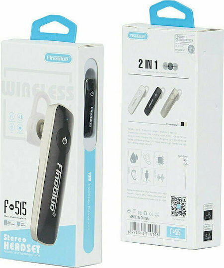 Fineblue F515 Earbud Bluetooth Handsfree Ακουστικό Λευκό
