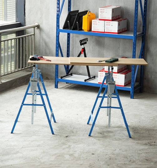 HomCom Set Telescopic Work Sawhorses from Steel 2 pcs Iron Painting Easel 200kg 2pcs