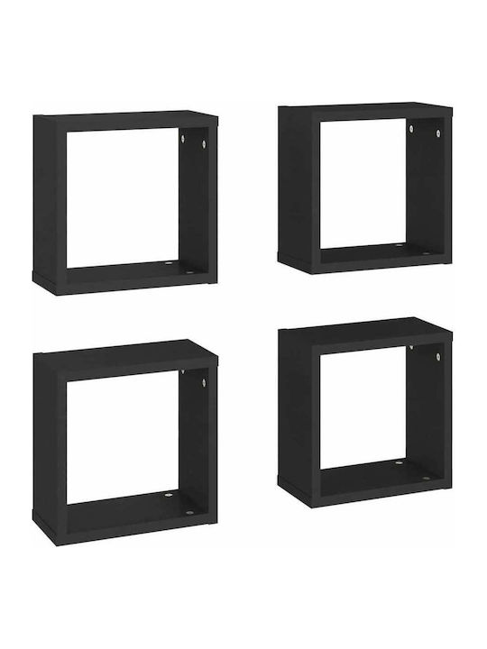 Shelves Wall Black 4pcs 30x15x30cm