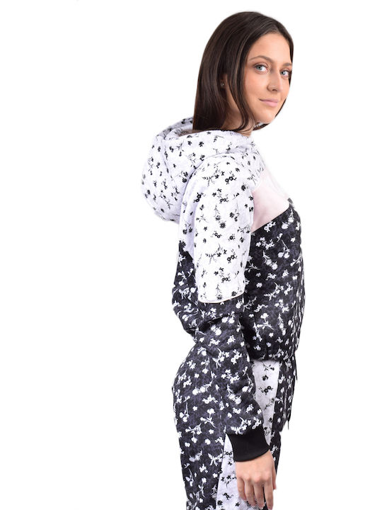 Beatrisa Women's Sweatshirt Hooded Black/white