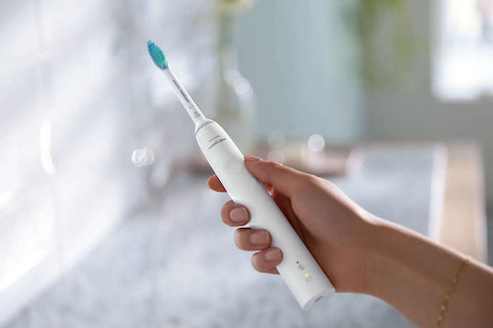Philips Sonicare 3100 Elektrische Zahnbürste mit Timer und Drucksensor Weiß