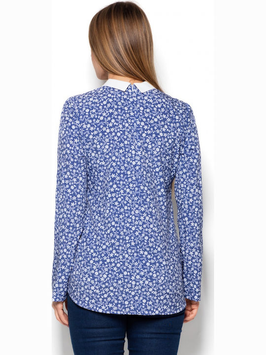 Katrus Long Sleeve Women's Blouse Floral Blue