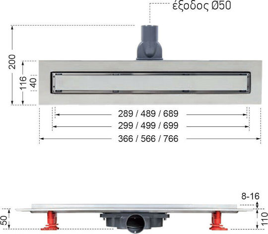Wirquin Venisio Slim Ανοξείδωτο Κανάλι Δαπέδου με Μέγεθος 30x5εκ. Ασημί