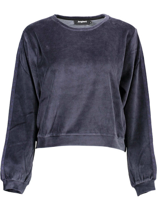 Damen Sweatshirt Samt Blau