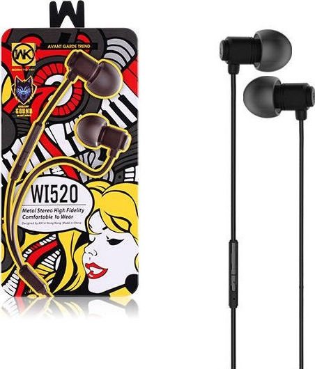 WK WI-520 In-ear Handsfree με Βύσμα 3.5mm Μαύρο
