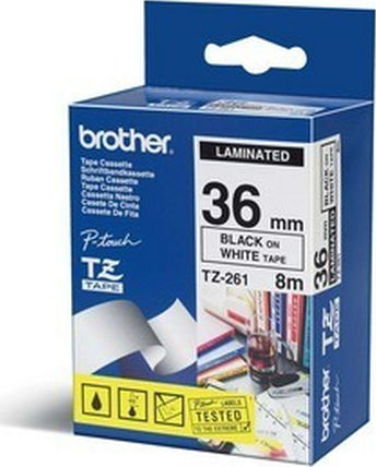 Brother Етикетна Филм 8м x 36мм в Бял Цвят Съвместима с Brother TZe/TZ
