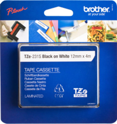 Brother TZe-231S Ταινία Ετικετογράφου 4m x 12mm σε Λευκό Χρώμα Συμβατή με Brother TZe/TZ