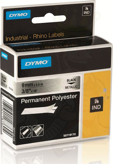 Dymo 18485 Ταινία Ετικετογράφου 5.5m x 9mm σε Ασημί Χρώμα Συμβατή με Dymo Rhino/IND